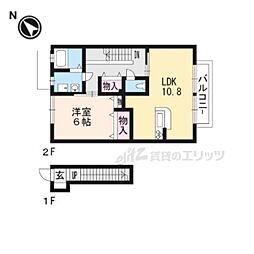 フラッツレディアンスD 1LDKの間取図画像