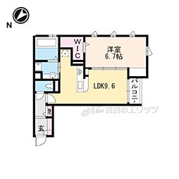 エスポワール飛鳥 1LDKの間取図画像