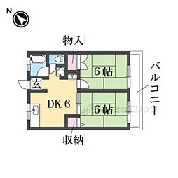 山中ハイツ 2DKの間取図画像