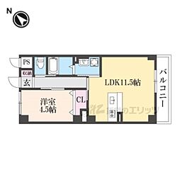 アスフォート野洲 1LDKの間取図画像