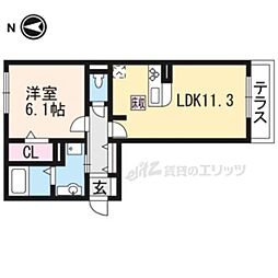 グランシャリオ二町A棟 1LDKの間取図画像