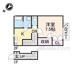 ハイツ華優 1Kの間取図画像