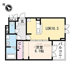 バンブーフォレスト2020A 1LDKの間取図画像