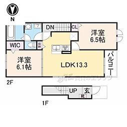 バンブーニンA 2LDKの間取図画像