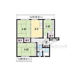 びわ湖美空団地21号棟 3DKの間取図画像
