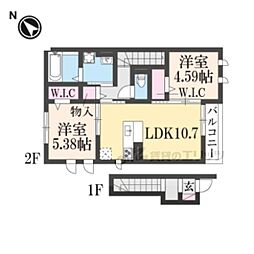 グレイスコーポ5 2LDKの間取図画像