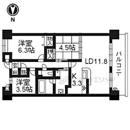 ロータリーマンション大津京レアール 3LDKの間取図画像