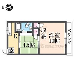 ニューハイツ青山 2Kの間取図画像