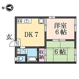 近江ハイツ 2DKの間取図画像