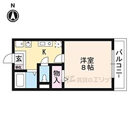 ウイングヒルズ笠山1号棟 1Kの間取図画像