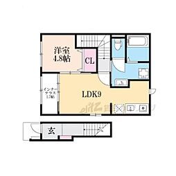 水口町新城新築アパート 1LDKの間取図画像