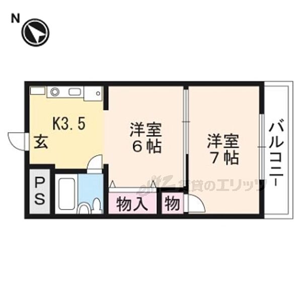 レジデンス野崎 401｜滋賀県野洲市小篠原(賃貸マンション2K・4階・36.45㎡)の写真 その2