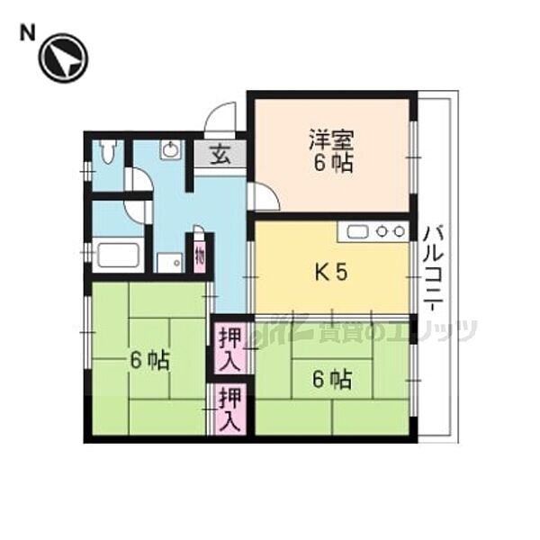 滋賀県栗東市小柿10丁目(賃貸マンション3DK・1階・55.31㎡)の写真 その2