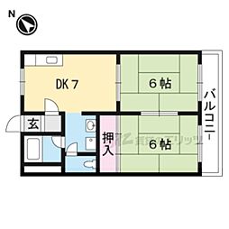 市兵衛第二ビル 5階2DKの間取り