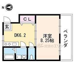 レジデンスミナミ 1Kの間取図画像