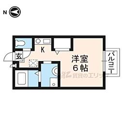 コート桂 1Kの間取図画像