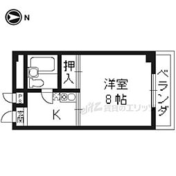 パレス桃山 1Kの間取図画像