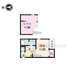 ハーモニーテラス深草十九軒町 1Kの間取図画像