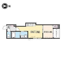 Shin Residence京都(シンレジデンス京都) 1DKの間取図画像
