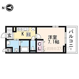 グランヒル長岡京 1Kの間取図画像