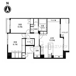 グランレ・ジェイド京都河原町 2LDKの間取図画像