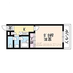 ティンカーベル 1Kの間取図画像
