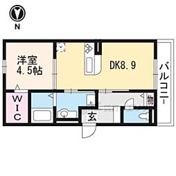 セジュール石田森南 1DKの間取図画像