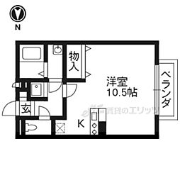 アムール西桂A 1Kの間取図画像