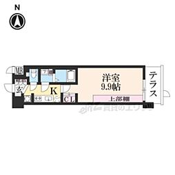 ソルテラス京都洛南 1Kの間取図画像