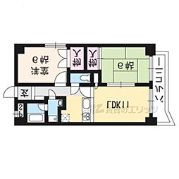 サンライズ城陽 2LDKの間取図画像