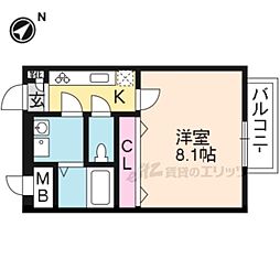 シャルレ1番館 1Kの間取図画像