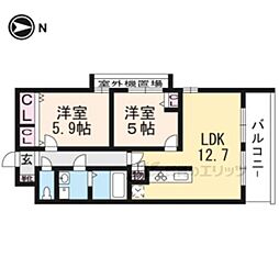 ベルビュー東寺西門通 2LDKの間取図画像