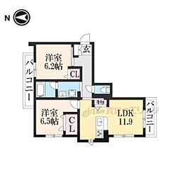 マイルストーンS山陵 2LDKの間取図画像
