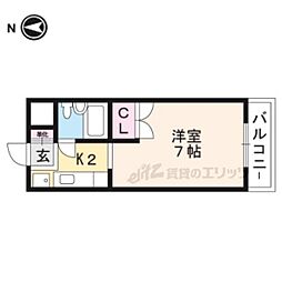 グレセントYYU-2 1Kの間取図画像