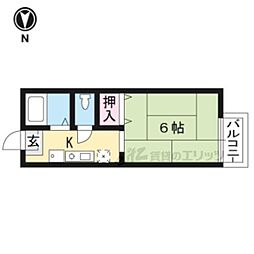 仙光ハイムA棟 1Kの間取図画像
