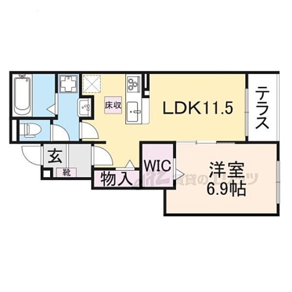 京都府木津川市加茂町里中門伝(賃貸アパート1LDK・1階・44.20㎡)の写真 その2