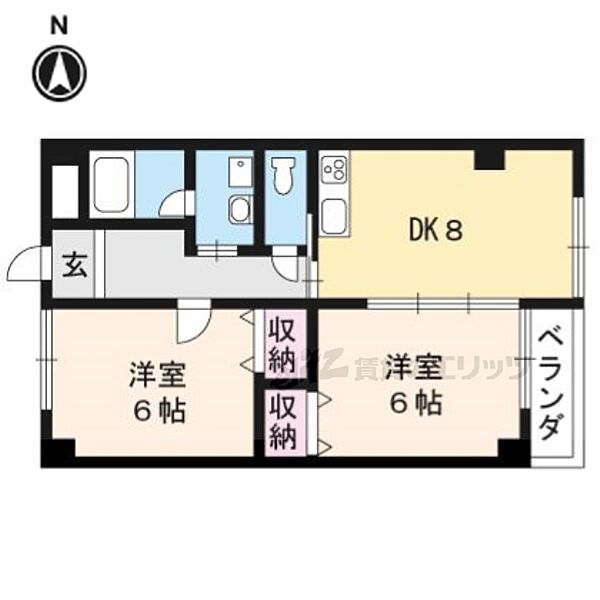 京都府京都市伏見区深草池之内町(賃貸マンション2DK・1階・50.60㎡)の写真 その2