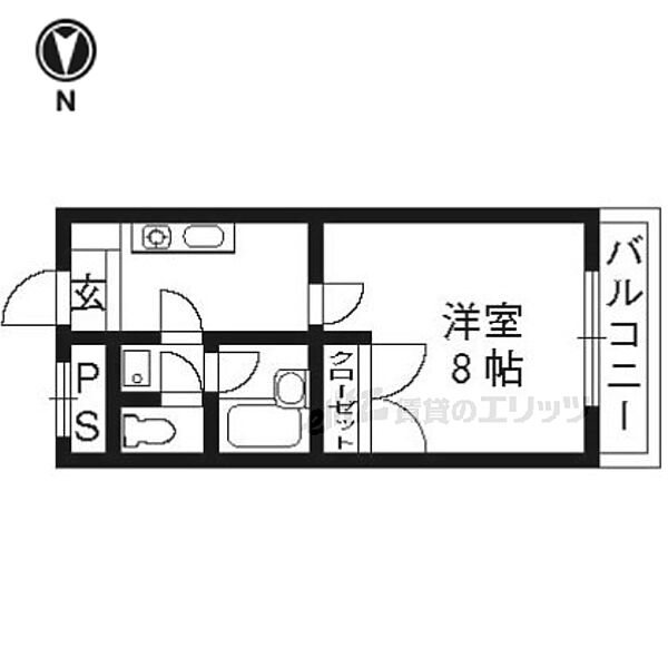 京都府長岡京市長岡三丁目(賃貸マンション1K・2階・25.00㎡)の写真 その2