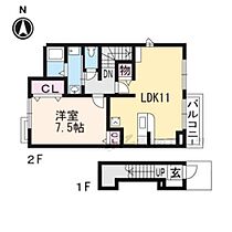 イエローローズII 202 ｜ 京都府綴喜郡井手町大字井手小字西前田（賃貸アパート1LDK・2階・40.44㎡） その2