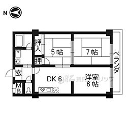 阪急京都本線 長岡天神駅 徒歩10分の賃貸マンション 2階2LDKの間取り
