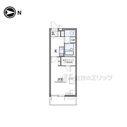 レオパレスＭＡＲＵＴＯ京田辺 1階1Kの間取り