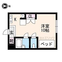 クレセント久津川 1Kの間取図画像