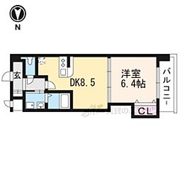 Luxe中書島 1LDKの間取図画像