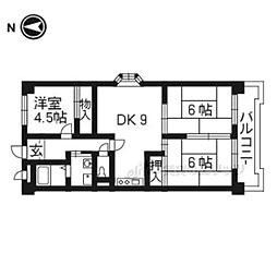 メロディーハイム長岡京 1階3LDKの間取り