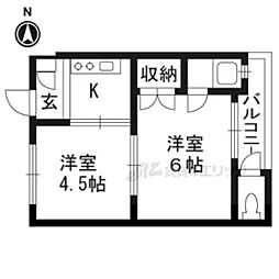 増田第三ハイツ 5階2Kの間取り