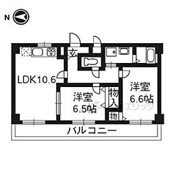 ヴェルドミール 2LDKの間取図画像