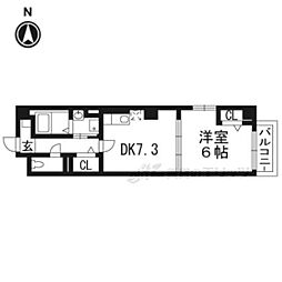 K'sコート京都 1DKの間取図画像