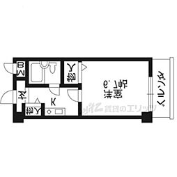 ヴィラ田辺2号館 1Kの間取図画像