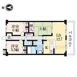ライフプラザ木津川 3LDKの間取図画像