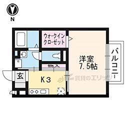 モナリエ砂田 1Kの間取図画像